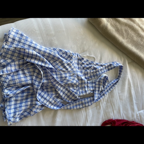 Free People Halter Dress Blue and White Checkered - Picture 5 of 8